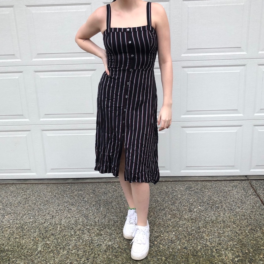 Button down stripe tank dress